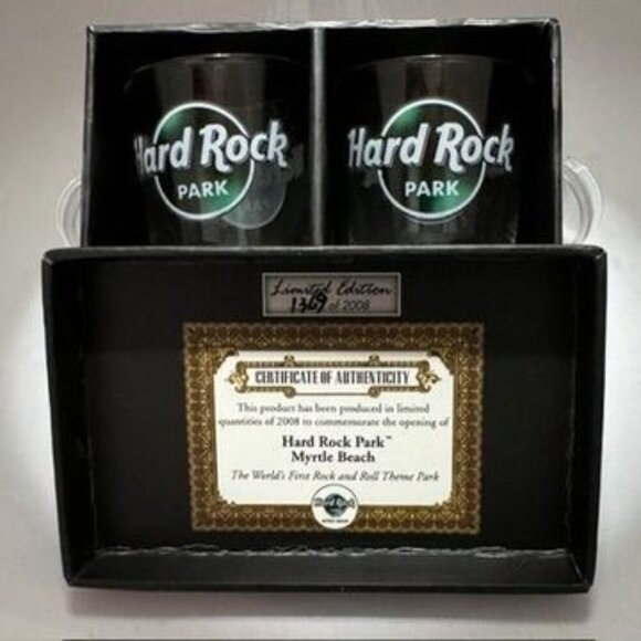 Ltd Edition Hard Rock Park Myrtle Beach Shot Glass‎ Set Certificate Authenticity - Picture 2 of 14